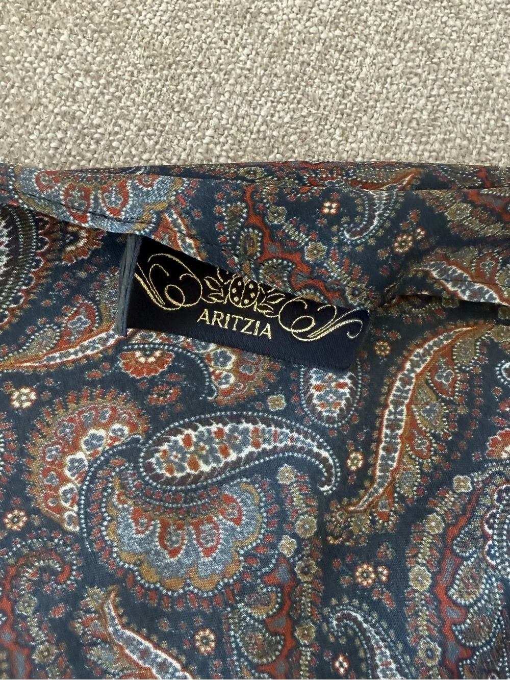 Aritzia Loren Silk Large Scarf Paisley Admiral